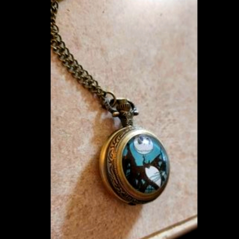 Nightmare before Christmas Jack skellington pocket watch.  Belt buckles Availabl